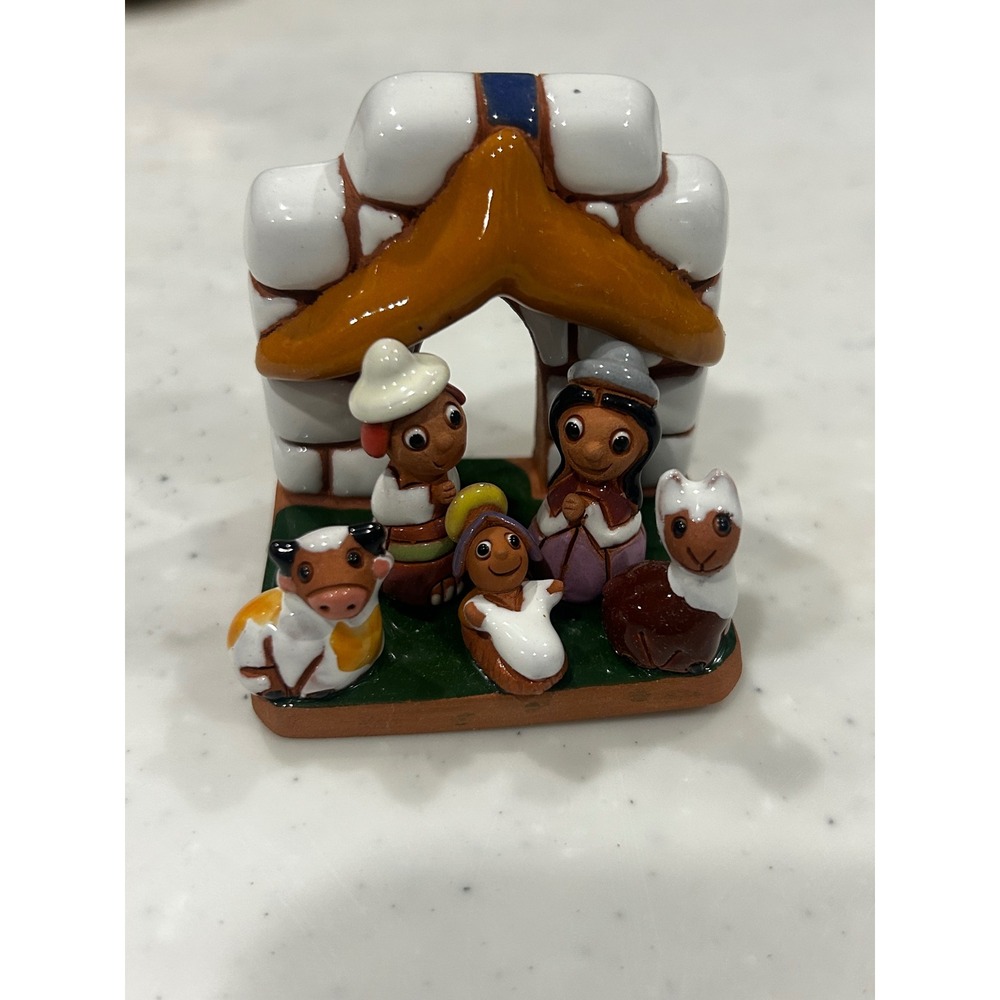 Ceramicas Walter Miniature Nativity Scene Peru Bolivia Terracotta Folk Art 2.75"